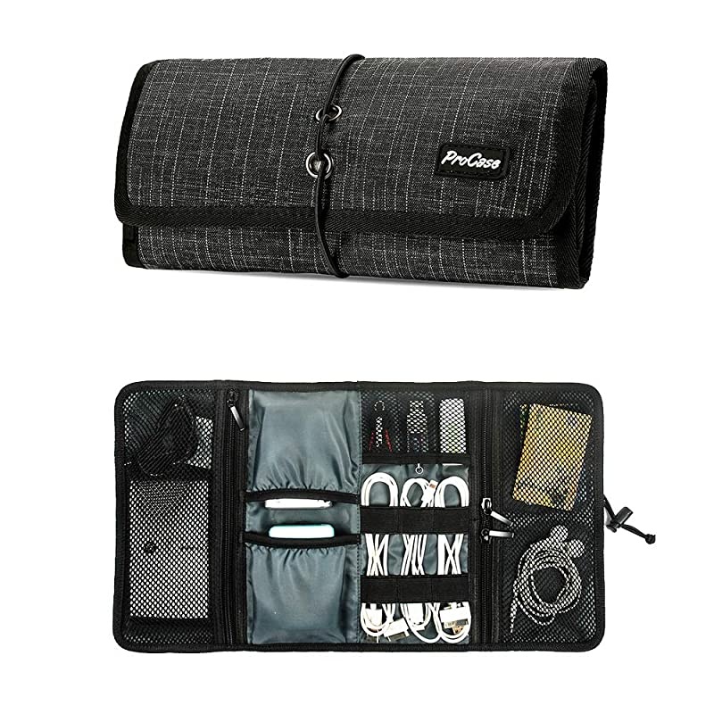 Accessories Bag Organizer, Universal Electronics Travel Gadgets Carrying Case Pouch for Charger USB Cables SD Memory Cards Earphone Flash Hard Drive &ndash;Black Plaid