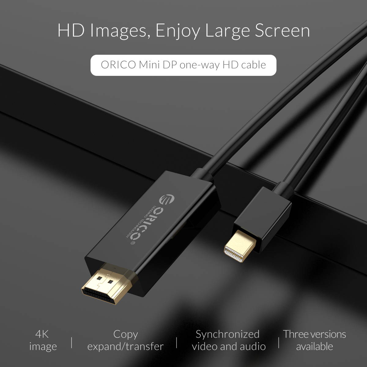 Orico Mini DisplayPort to DisplayPort Cable 4K (Mini DP to DP) Male to Male 5 Feet Support with Thunderbolt Port  for PC/Laptop/DVD