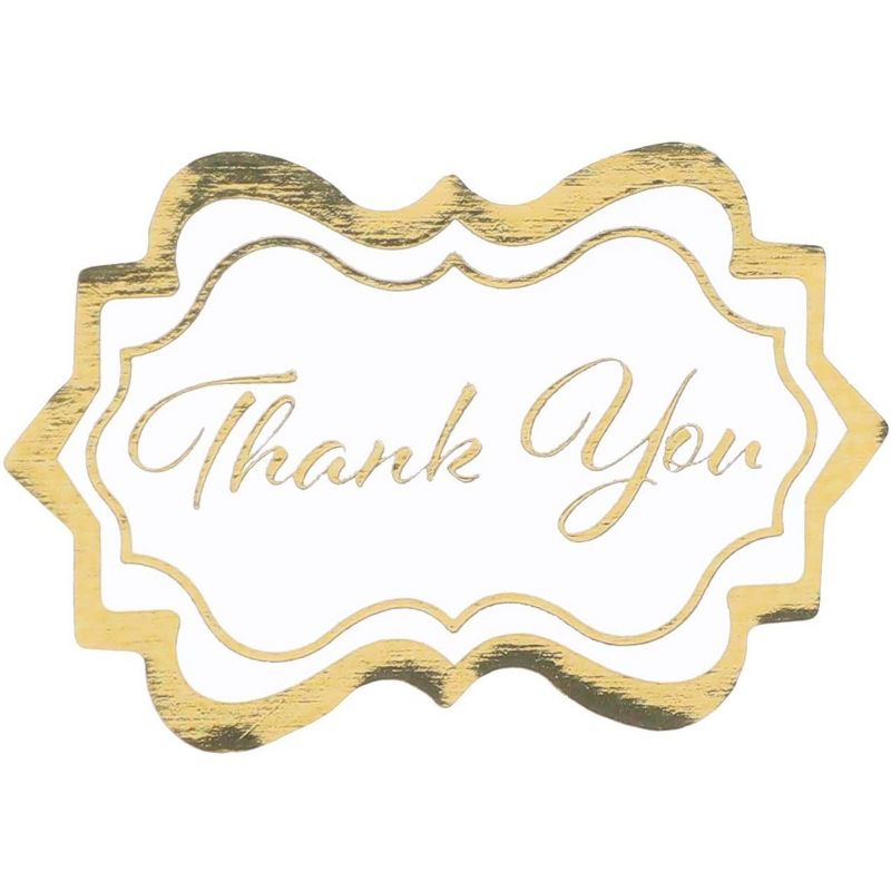 Paper Junkie 252 Piece Shiny Gold Foil Thank You Stickers to Seal Envelopes, 0.7 x 1.15 in