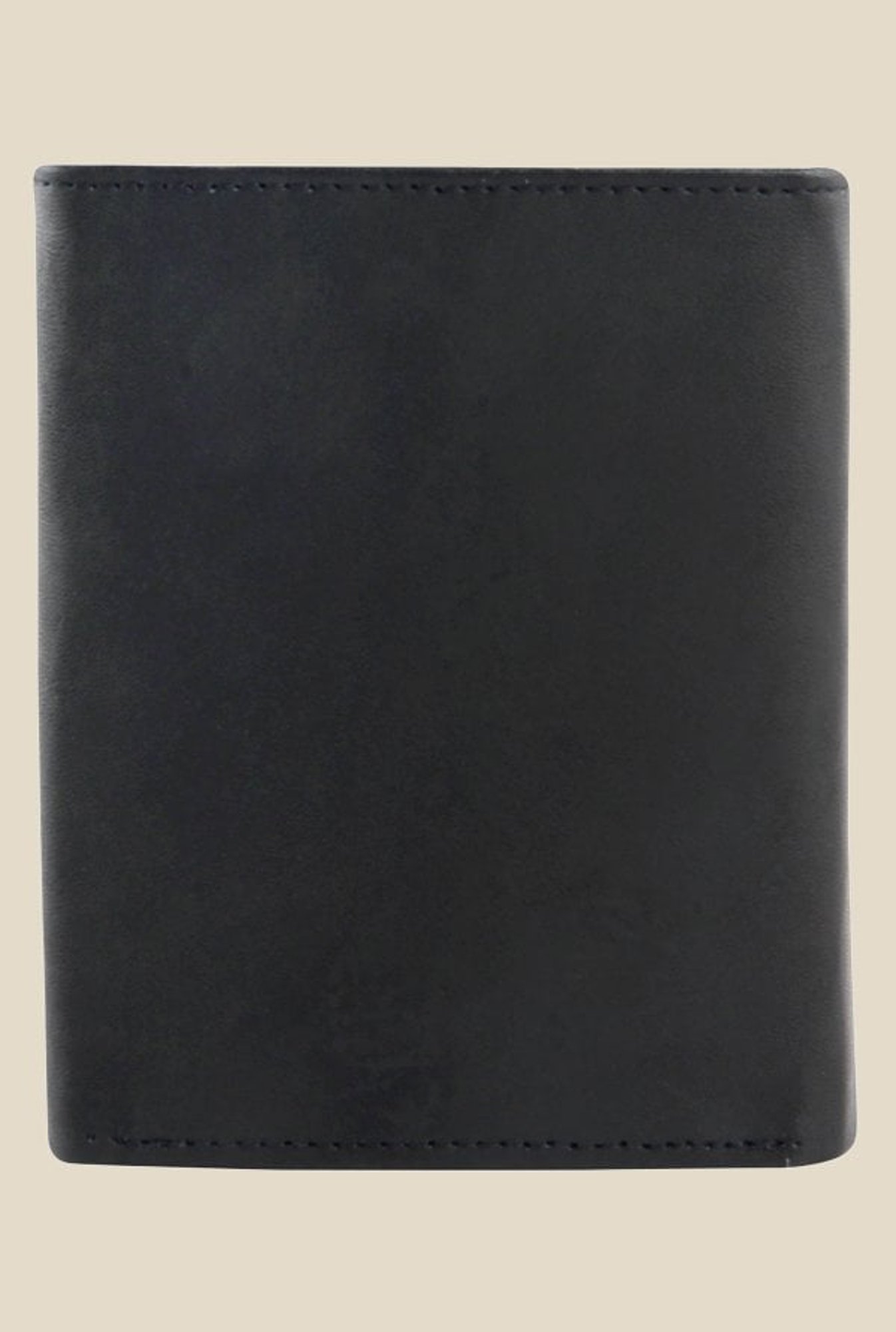 Bern Black Solid Tri-Fold Leather Wallet