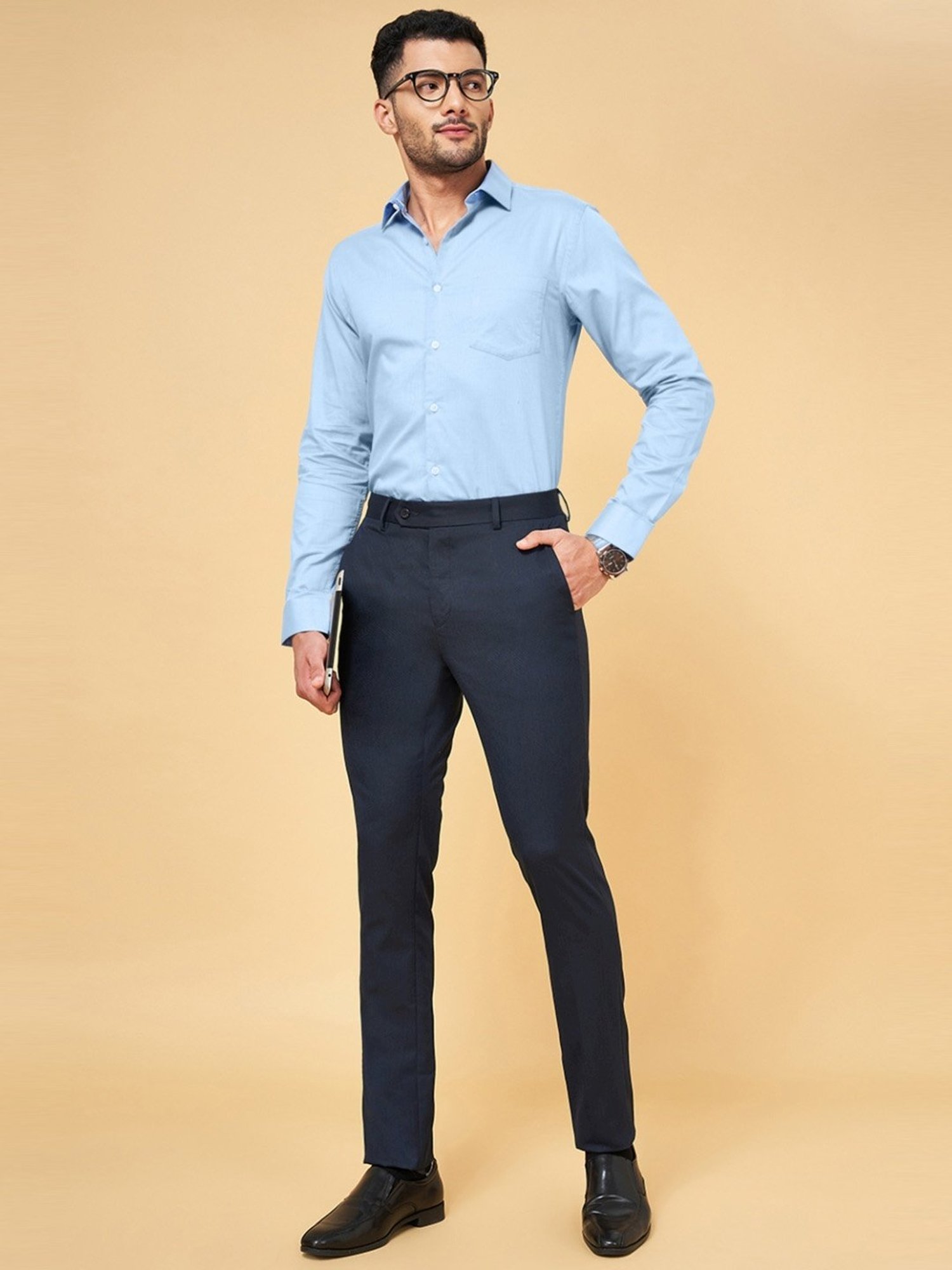 Byford by Pantaloons Navy Slim Fit Trousers
