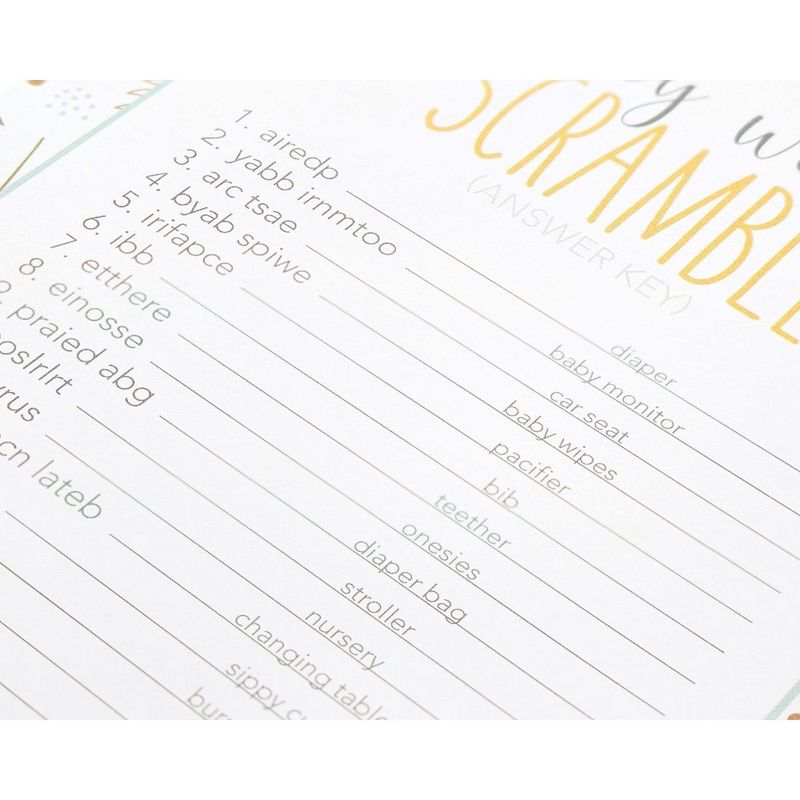 Best Paper Greetings Baby Word Scramble Party Game & Activity for Baby Shower and Gender Reveal, Answer Key Included, Floral Design, Up to 50 Guests