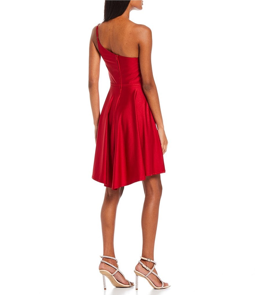 Sequin Hearts Y-Neck Pleated Satin Long Dress