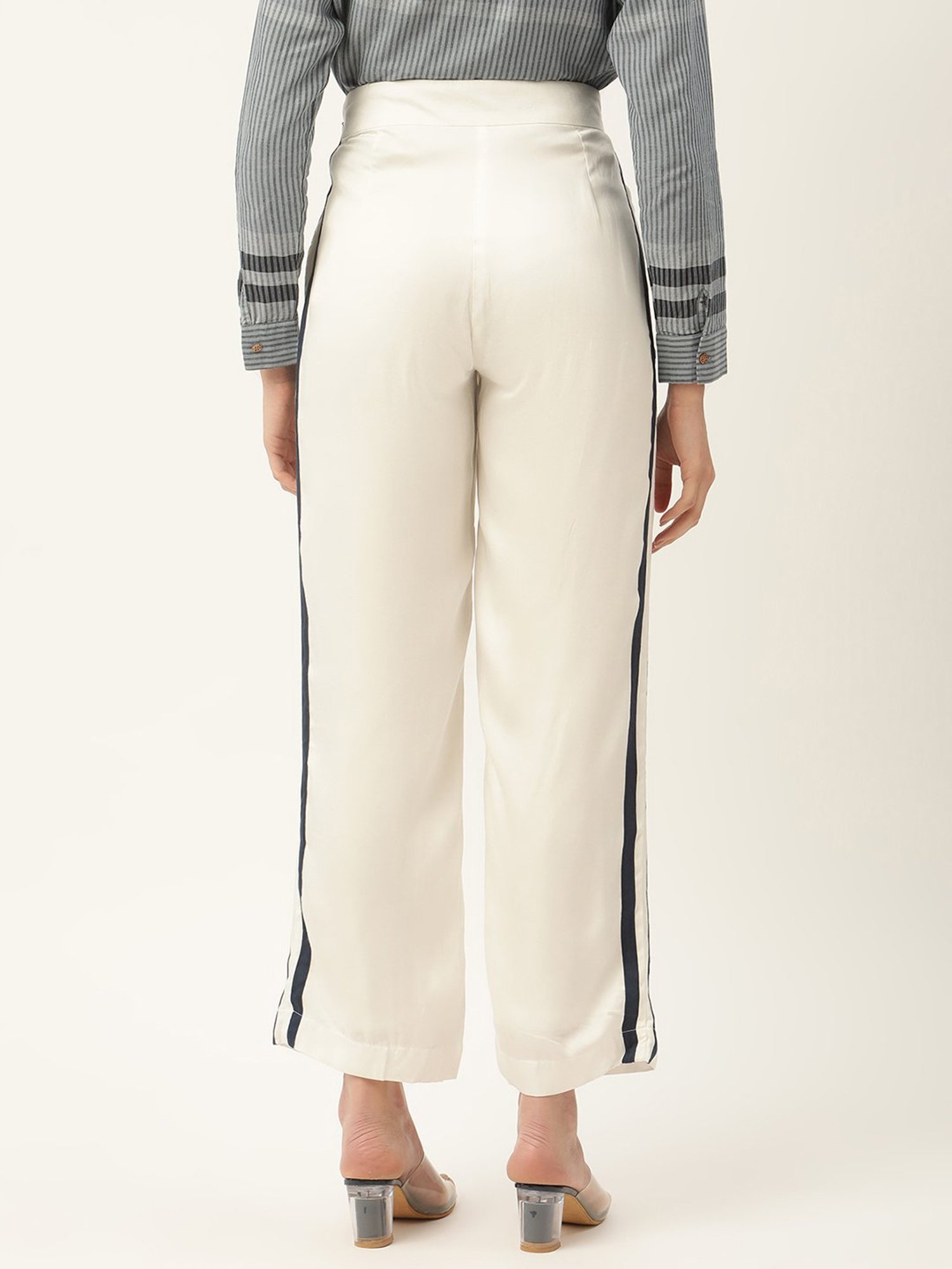 Rooted Off White Pleated Trousers