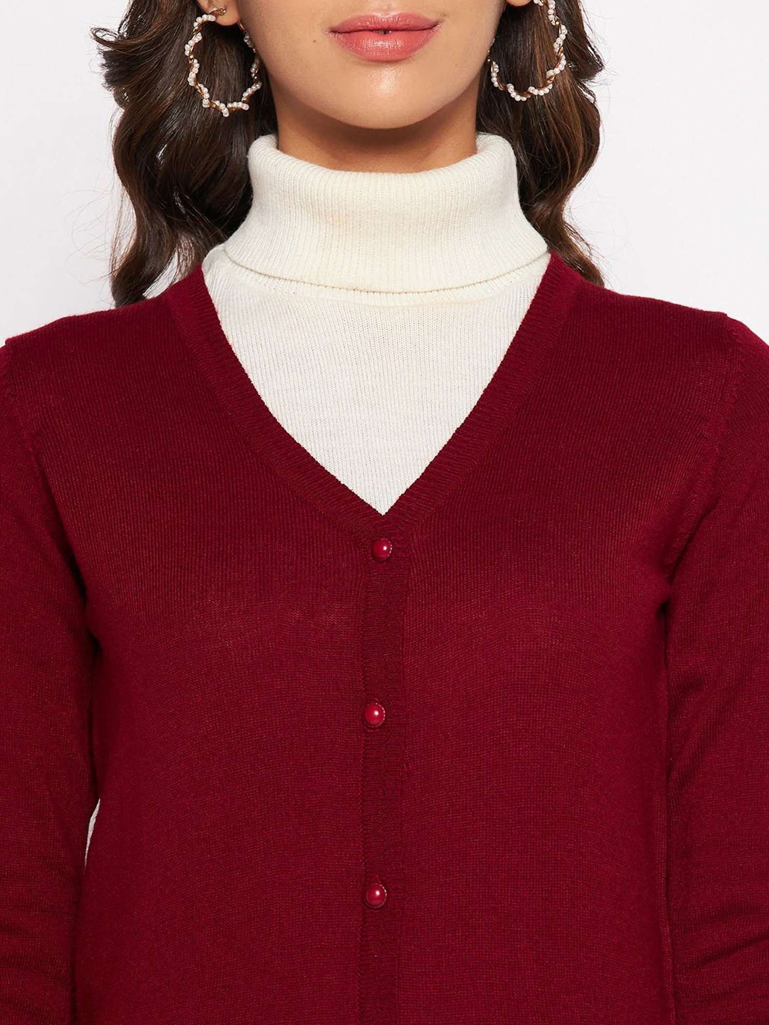 Crozo By Cantabil Maroon Cardigans
