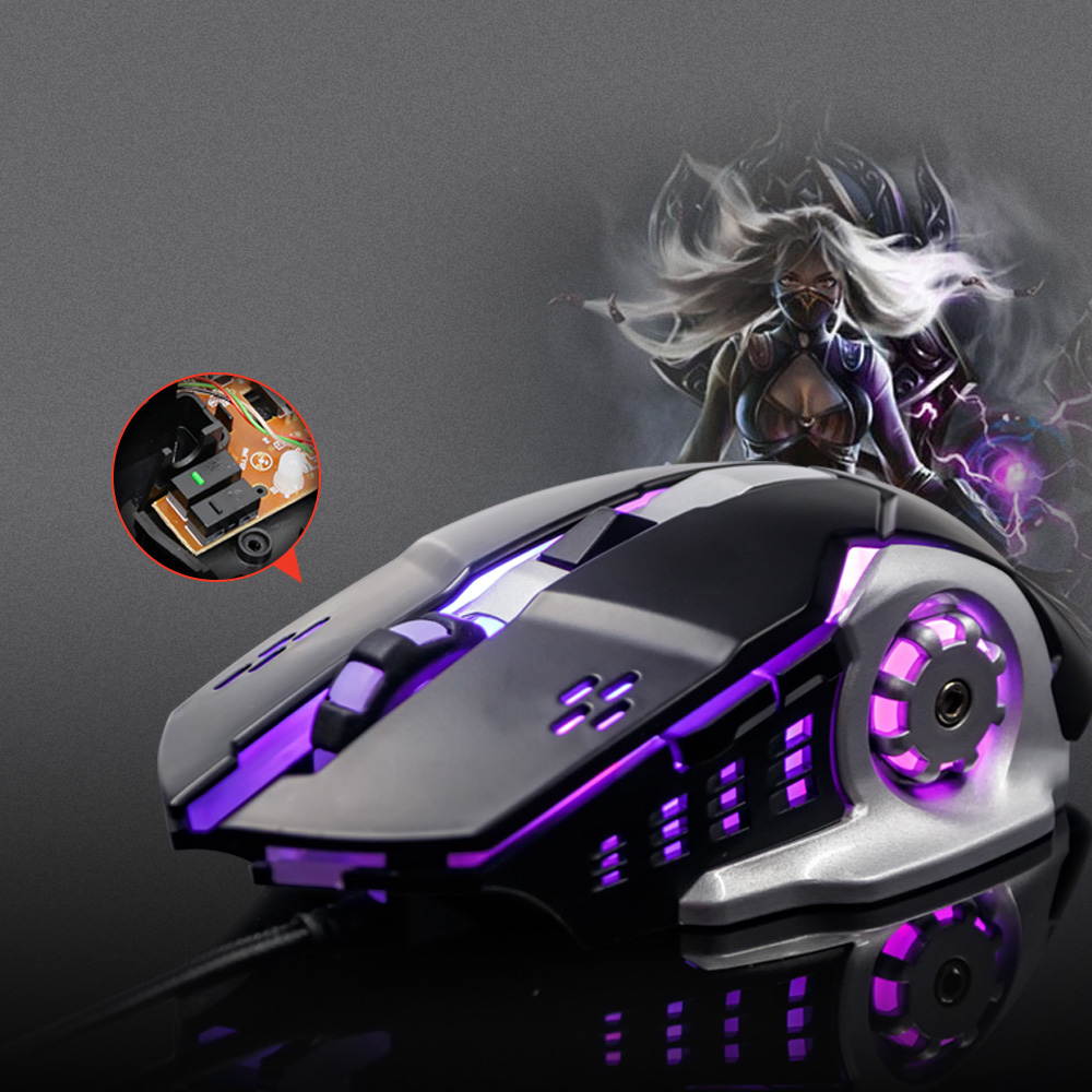 AJAZZ AJ-110 Gaming Laser Mouse USB Wired Mouse 4 Adjustable DPI Levels 3200DPI with Breathing LED Light 6 Buttons for Laptop