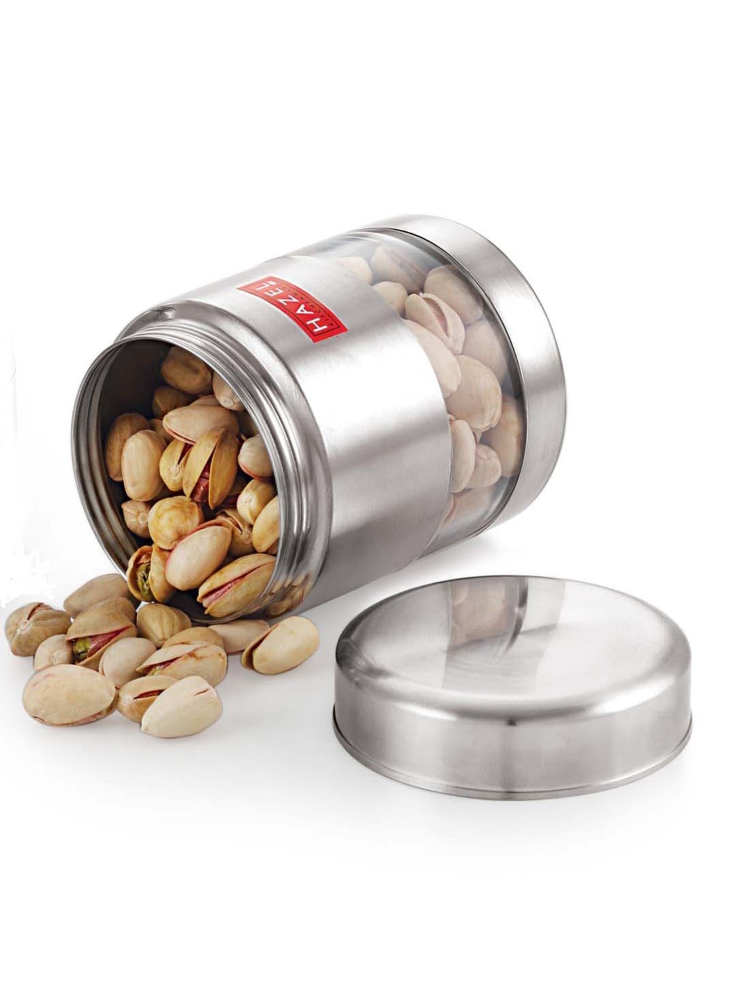 HAZEL Silver Stainless Steel Storage Container (500 ml) - Set of 1