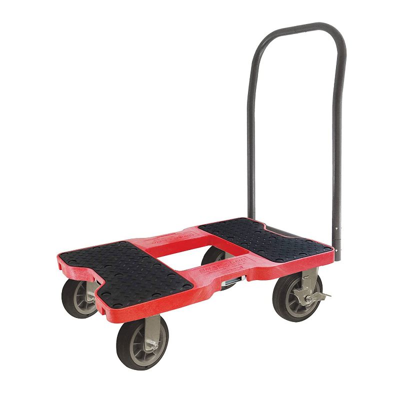 Snap Loc 1,500 lb Capacity All Terrain E Track Push Cart Dolly Red, Heavy Duty 6 in Solid Rubber Swivel Caster Wheels