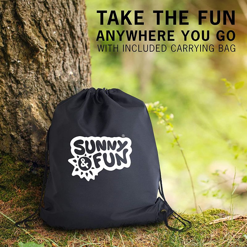 Sunny & Fun 50 Ft. Ninja Slackline Monkey Bar & Climbing Rope &ndash; Kids Gym Swinging Obstacle Course Set - Warrior Training, Fists, Cargo Net, Spinning Wheel, Gymnastics & Freestyle Rings - Bag & Tree Protectors