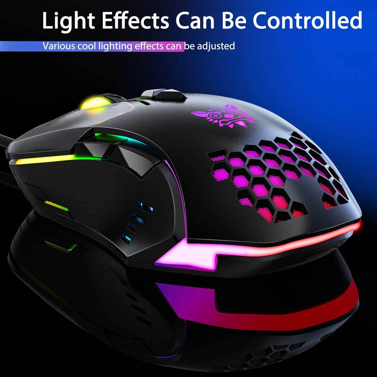 Gaming Mouse Wired, 6400 DPI Adjustable, 7 Programmable Buttons, Ergonomic Game |RGB| USB Computer Mice, Gamer Desktop Laptop PC Gaming Mouse, 7 Buttons for Windows XP/7/8/10 Mac OS Linux