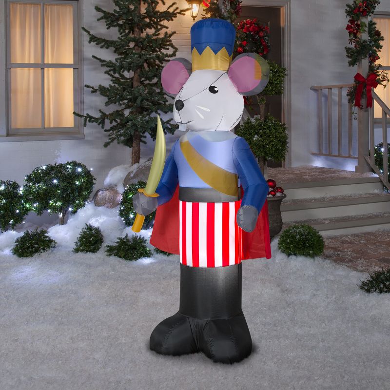 Gemmy Christmas Airblown Inflatable Nutcracker Mouse King OPP, 7 ft Tall, Multicolored