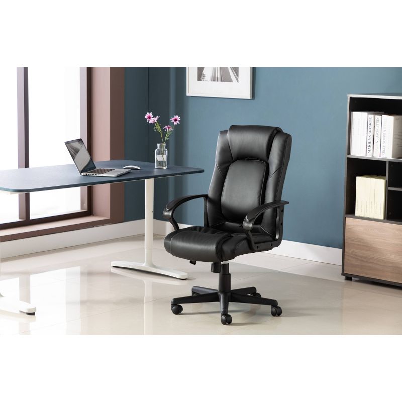 Adjustable Office Chair with Expandable Back Support Black - WOVENBYRD