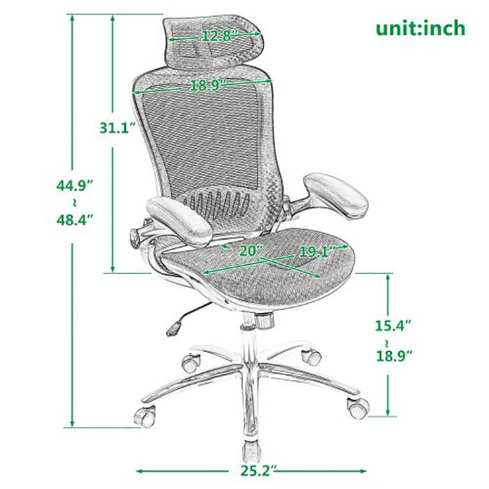 Office Chair &mdash;&mdash;Ergonomic Mesh Chair Computer Chair Home Executive Desk Chair Comfortable Reclining Swivel Chair High Back with Wheels and Adjustable Headrest for Teens/Adults(Black)