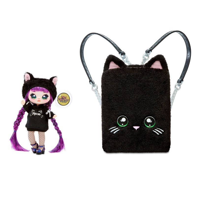 Na! Na! Na! Surprise 3-in-1 Backpack Bedroom Playset Black with Tuesday Meow Fashion Doll