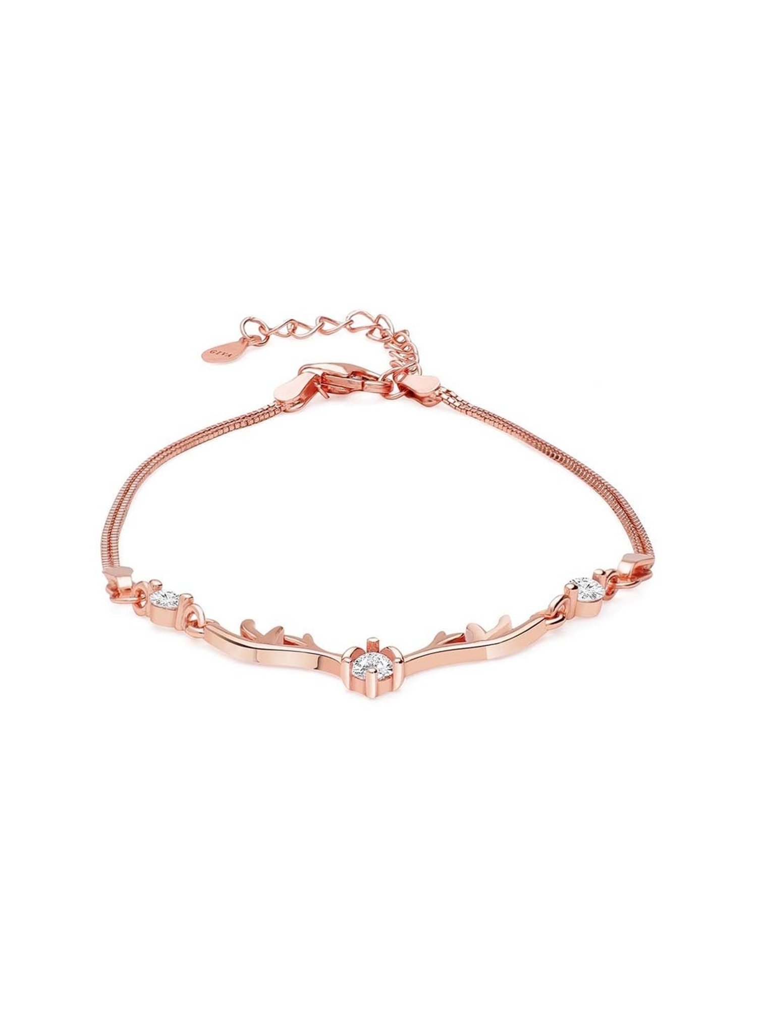 GIVA Anushka's 92.5 Sterling Silver Deer Rose Gold Bracelet for Women