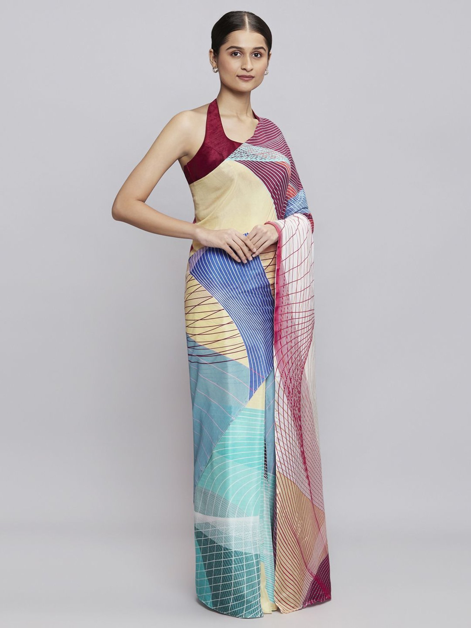 navyasa by liva Multi Printed Saree With Unstitched Blouse