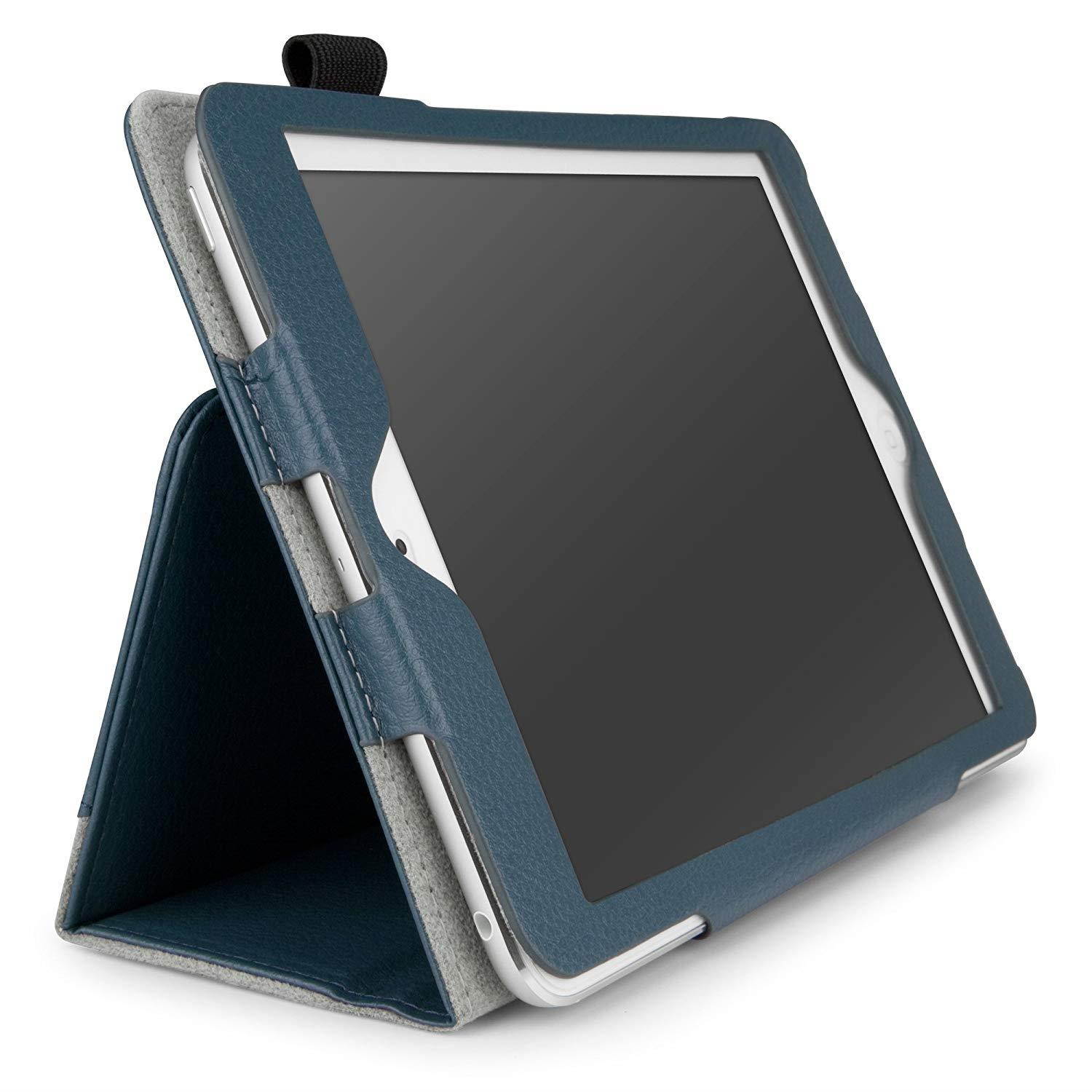iPad mini 3 Case, BoxWave [Folio Stand Case with Strap] Leather Cover w/Stand and Wristlet for Apple iPad mini 3, Retina, 1st Gen - Slate Blue
