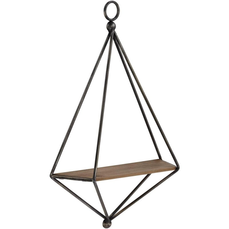 38" Soloman Wooden Shelf with Metal Brackets Brown - Kate & Laurel All Things Decor