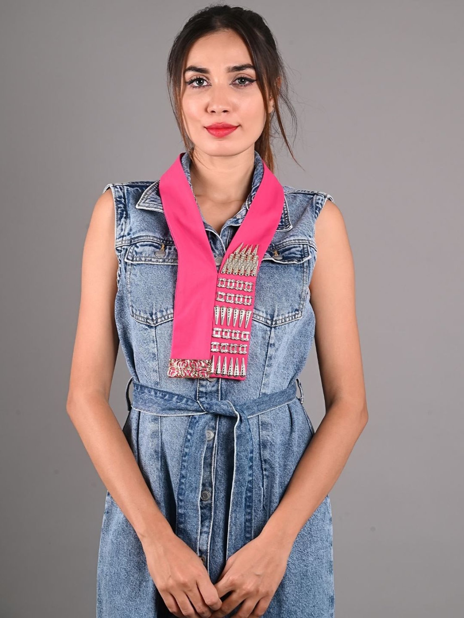 Odette Magenta Fabric Embellished Collar