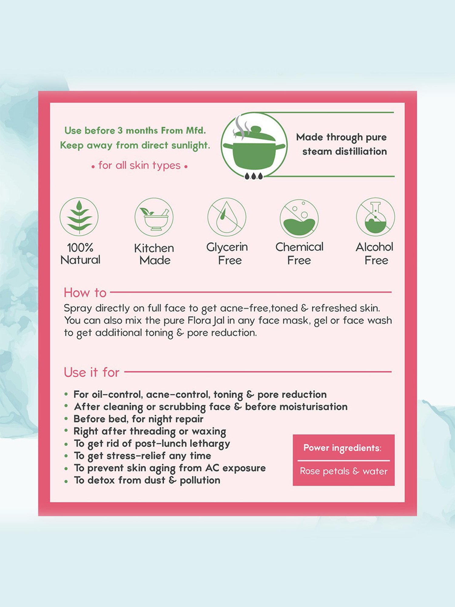 Nat Habit Rose Fresh Distilled Floral Jal - Pack of 2