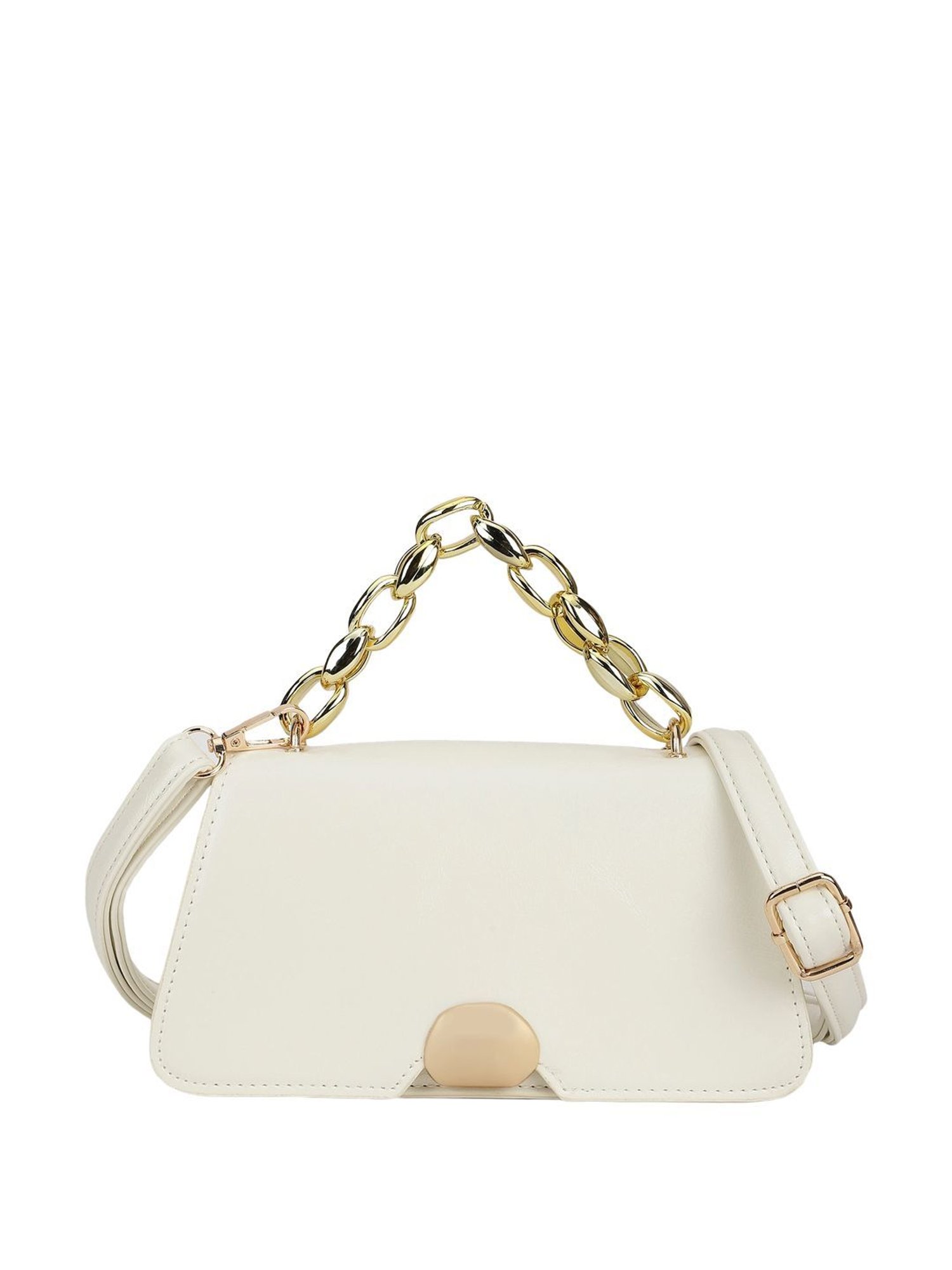 Fastrack White Solid Medium Satchel Handbag