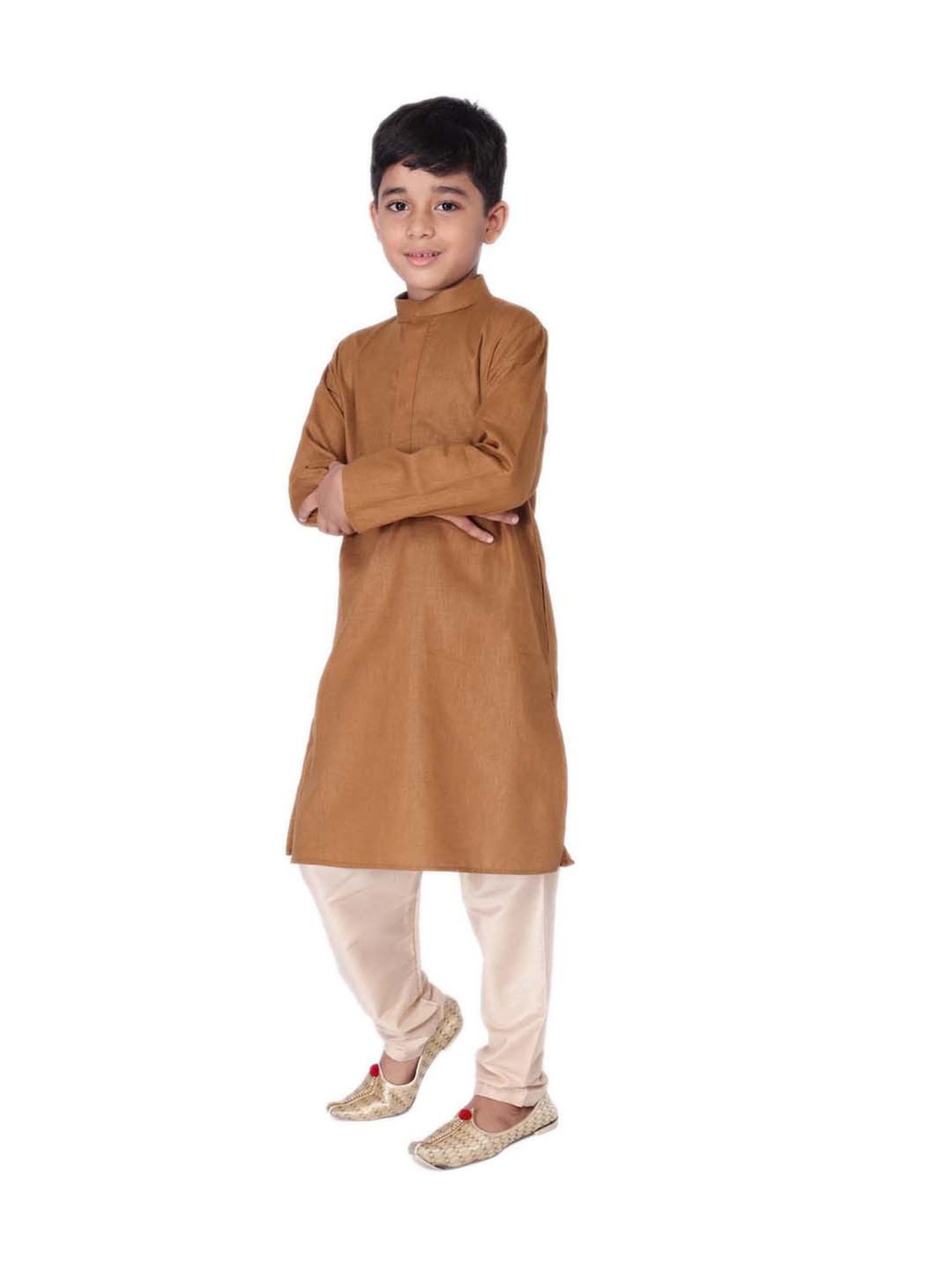 TABARD Kids Brown & Beige Cotton Regular Fit Kurta Set