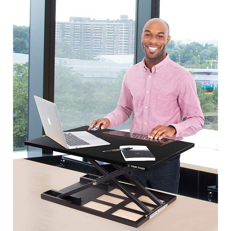 X-Elite Pro 28" Standing Desk Converter with Pneumatic Height-Adjustment - Black - Stand Steady