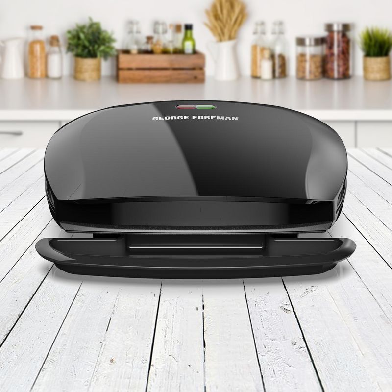 George Foreman 5 Serving Classic Plate Grill in Black with Drip Pan