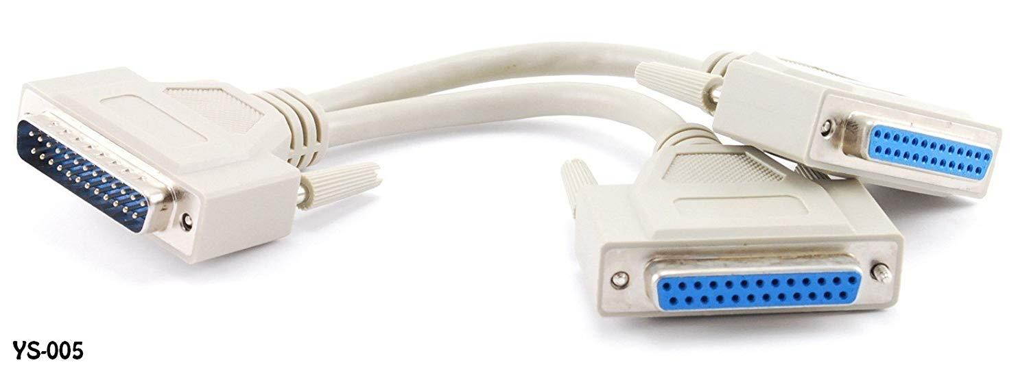 CablesOnline 8 inch DB25 Parallel Male/Dual Female Y-Splitter Printer Cable (YS-005)