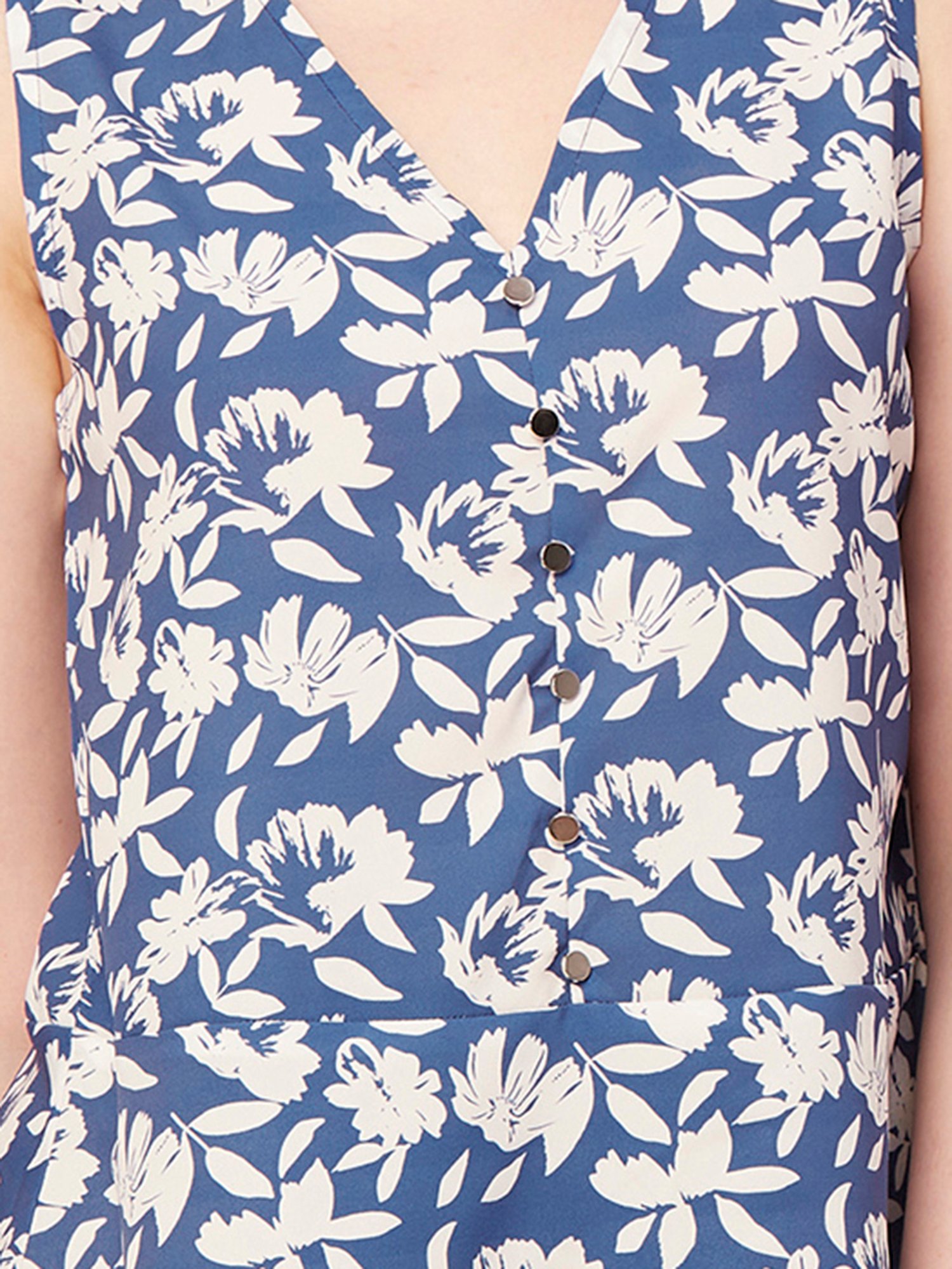 Moomaya Blue & White Floral Print Top