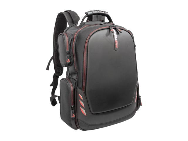 Mobile Edge - Core Gaming Checkpoint Friendly 18.4" Backpack w/Velcro Front Panel - Black with Red Trim