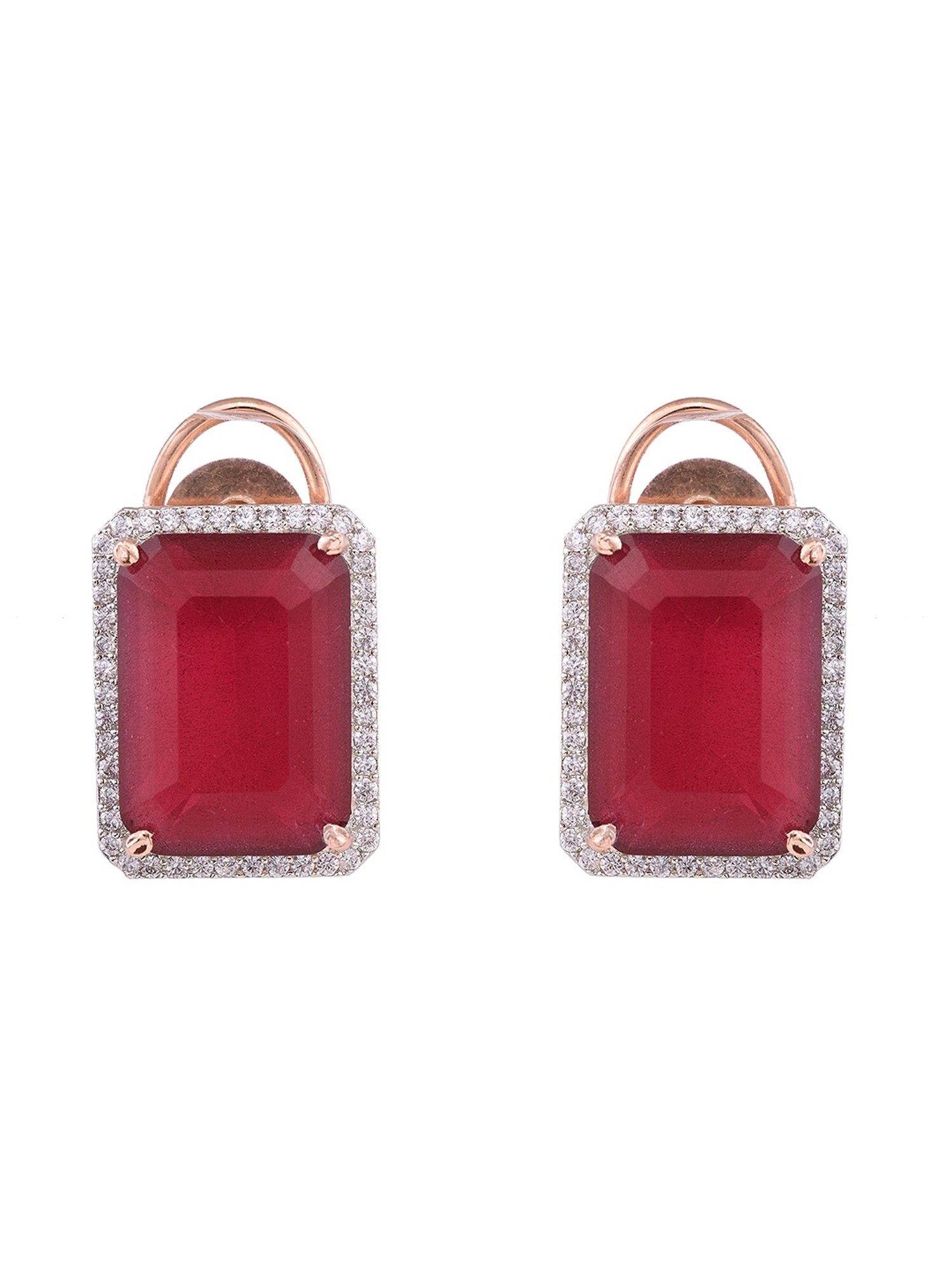 Saraf RS Jewellery Red Faux Glass Studded statement Earrings