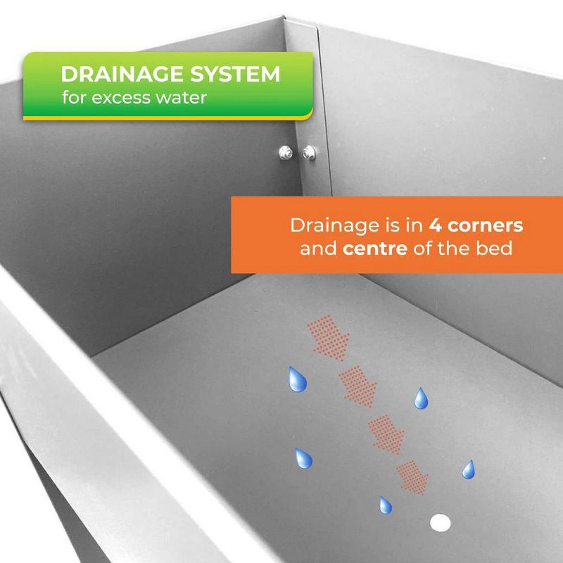 Bio Green MHF-L Freising L Outdoor Balcony 24 x 12 x 32 Inch Elevated Rust Proof Galvanized Steel Garden Flower Box Bed, Gray