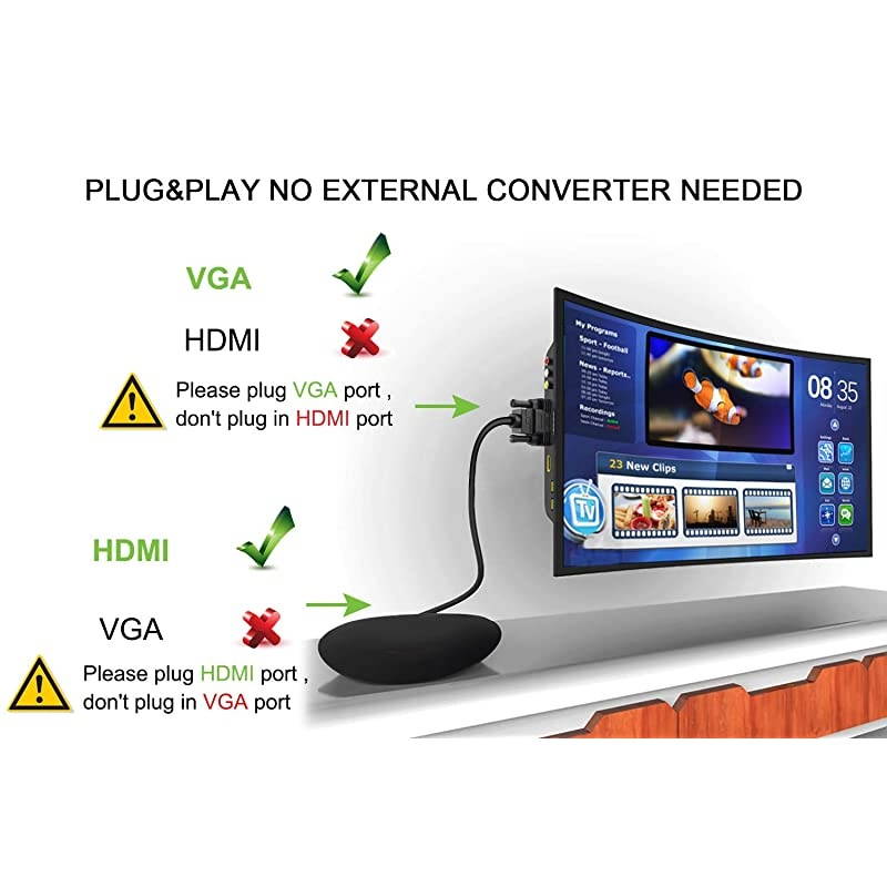 HDMI to VGA Adapter Cable  6ft18m GoldPlated 1080P HDMI Male to VGA Male Active Video Converter Cord Support Notebook PC DVD Player Laptop TV Projector Monitor Etc