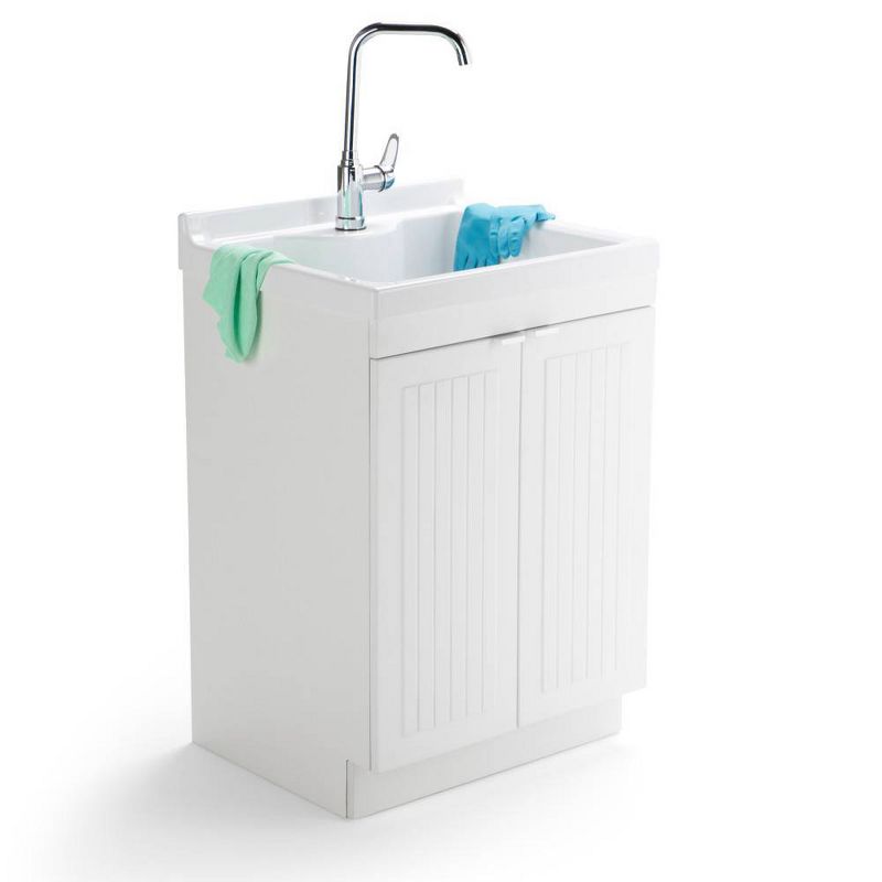 Bishop Traditional Laundry Cabinet with Faucet and ABS Sink White - WyndenHall