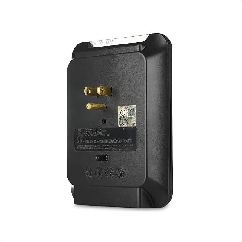 6 Outlet Wall Mount Surge Protector with USB Charging in Black (Updated Version with Dimmed LED Light)