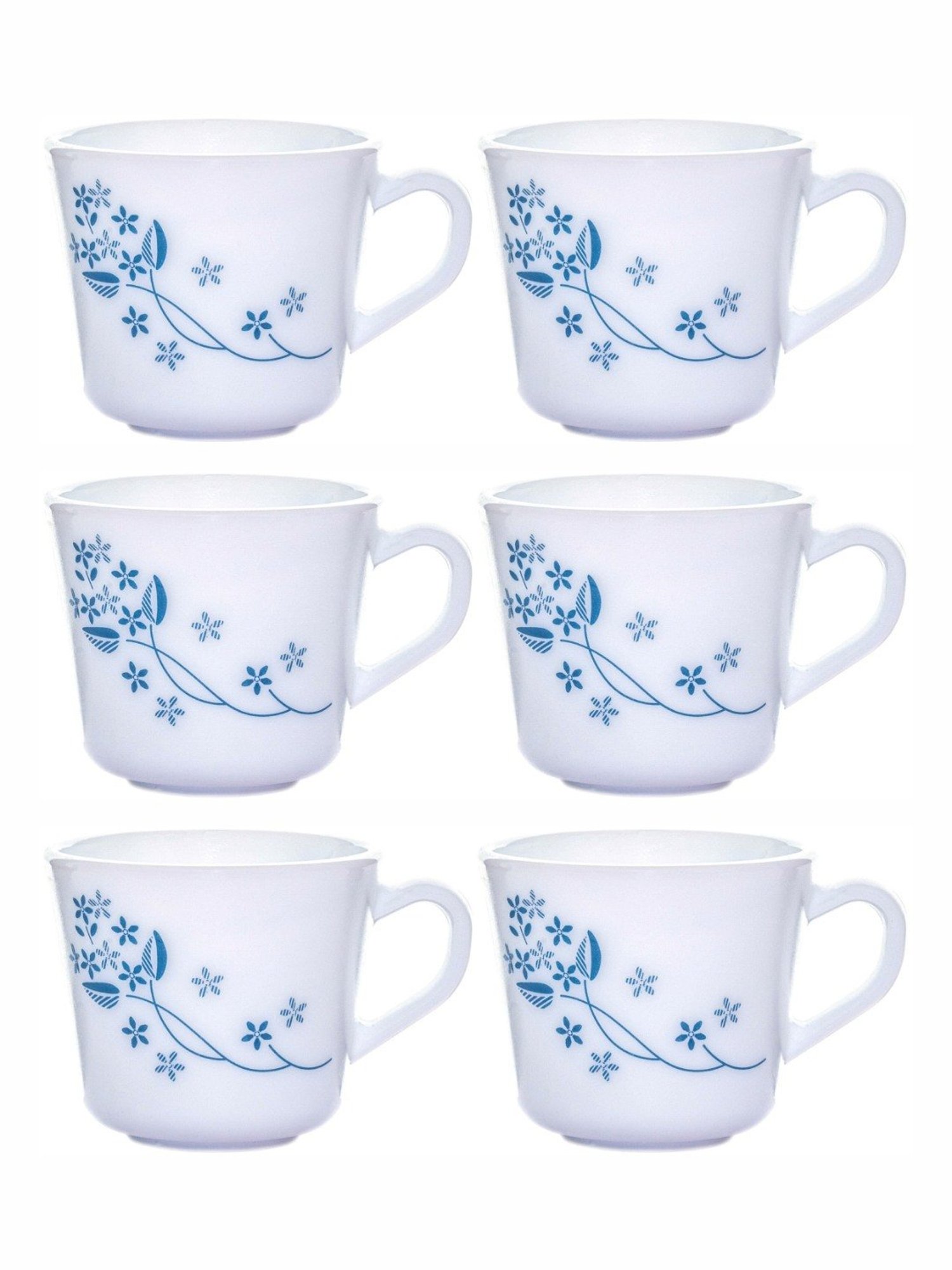 Larah by Borosil White Ceramic Opalware Mug - Set of 6 160ml