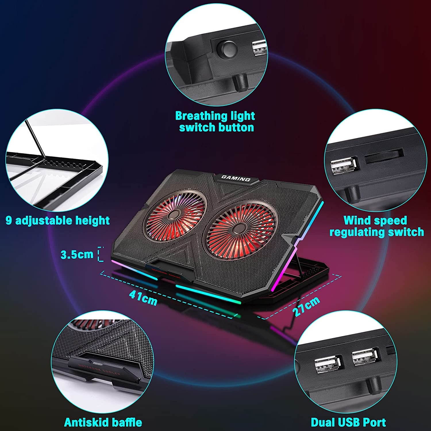 Computer Cooler USB Cooling Fan Laptop Notebook Cinema Cooler USB External Heat Sink Computer Bracket High Speed Mute Cool Pad (Color : NO.3)