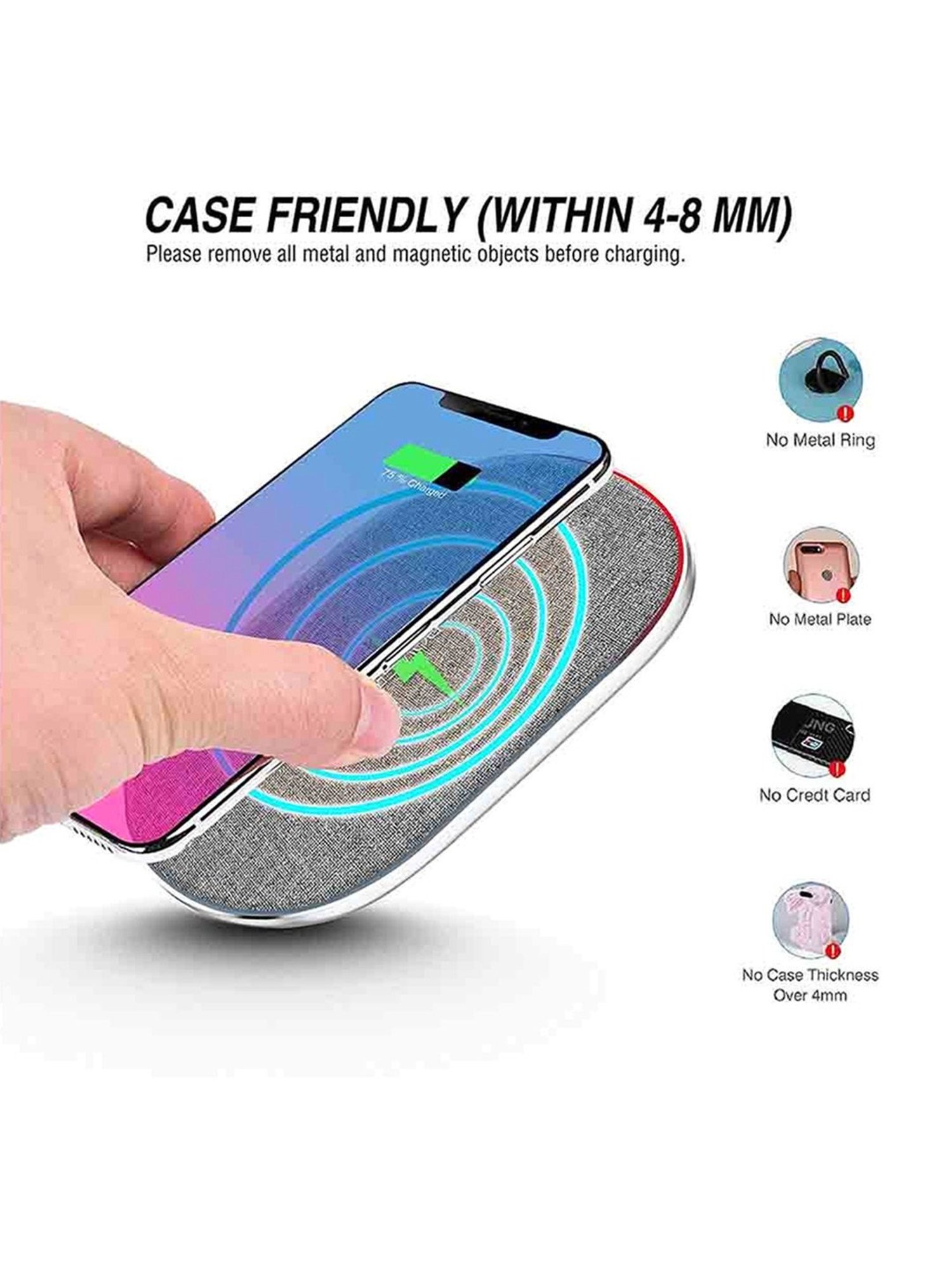 Powerup Stay Charged 15W High Speed Wireless Charger Pad (Grey)