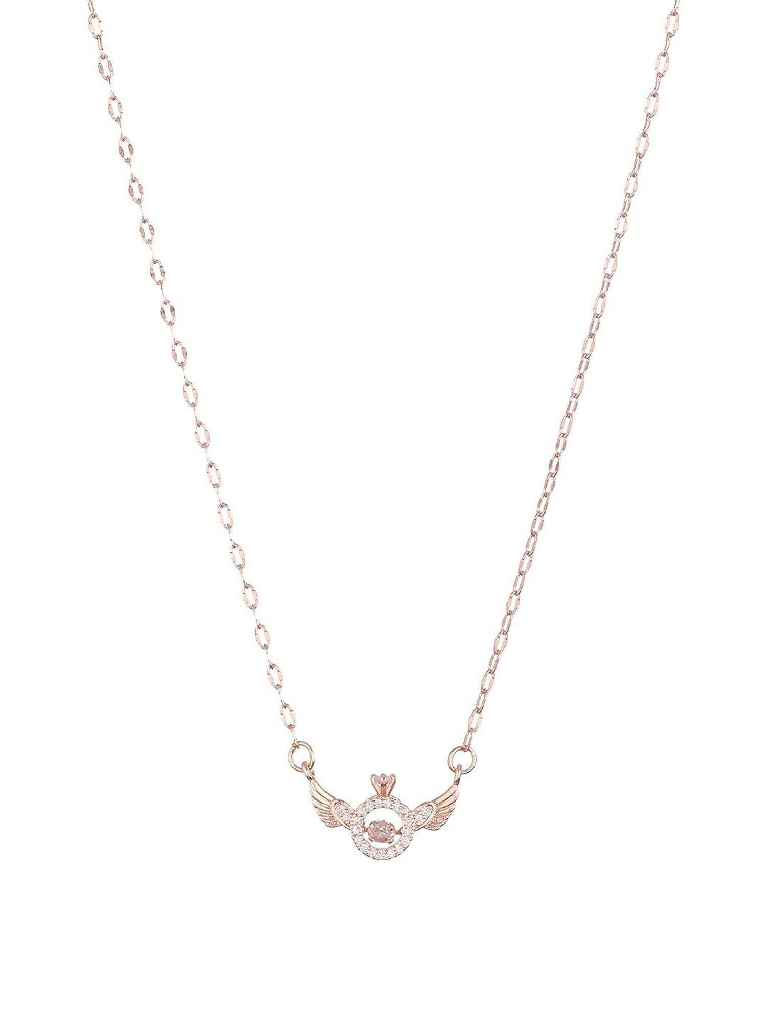 Prita by Priyaasi Ring Wings Studded Rose Gold-Plated Link Necklace