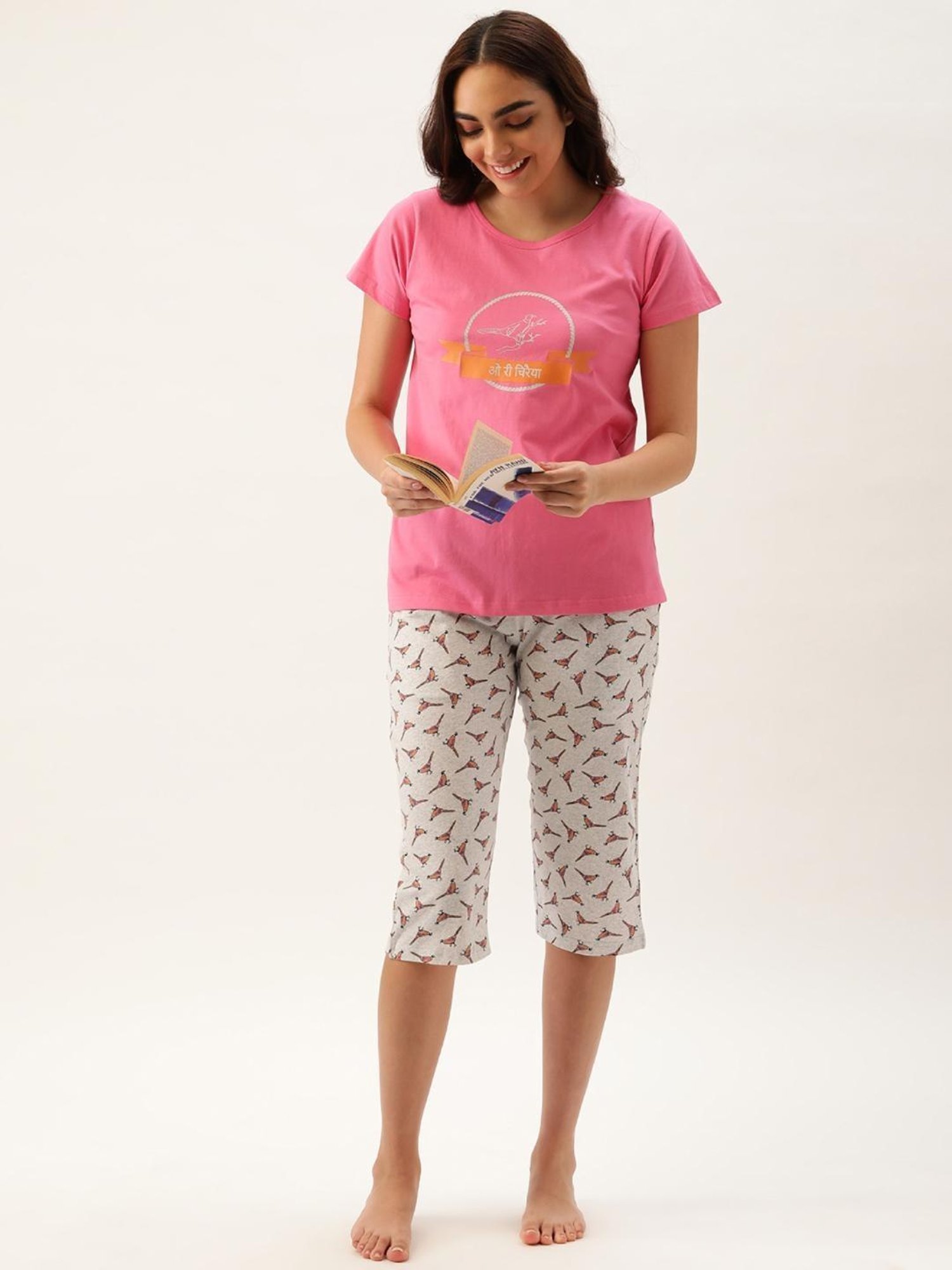 Clt.s Pink Graphic Print Capri Set