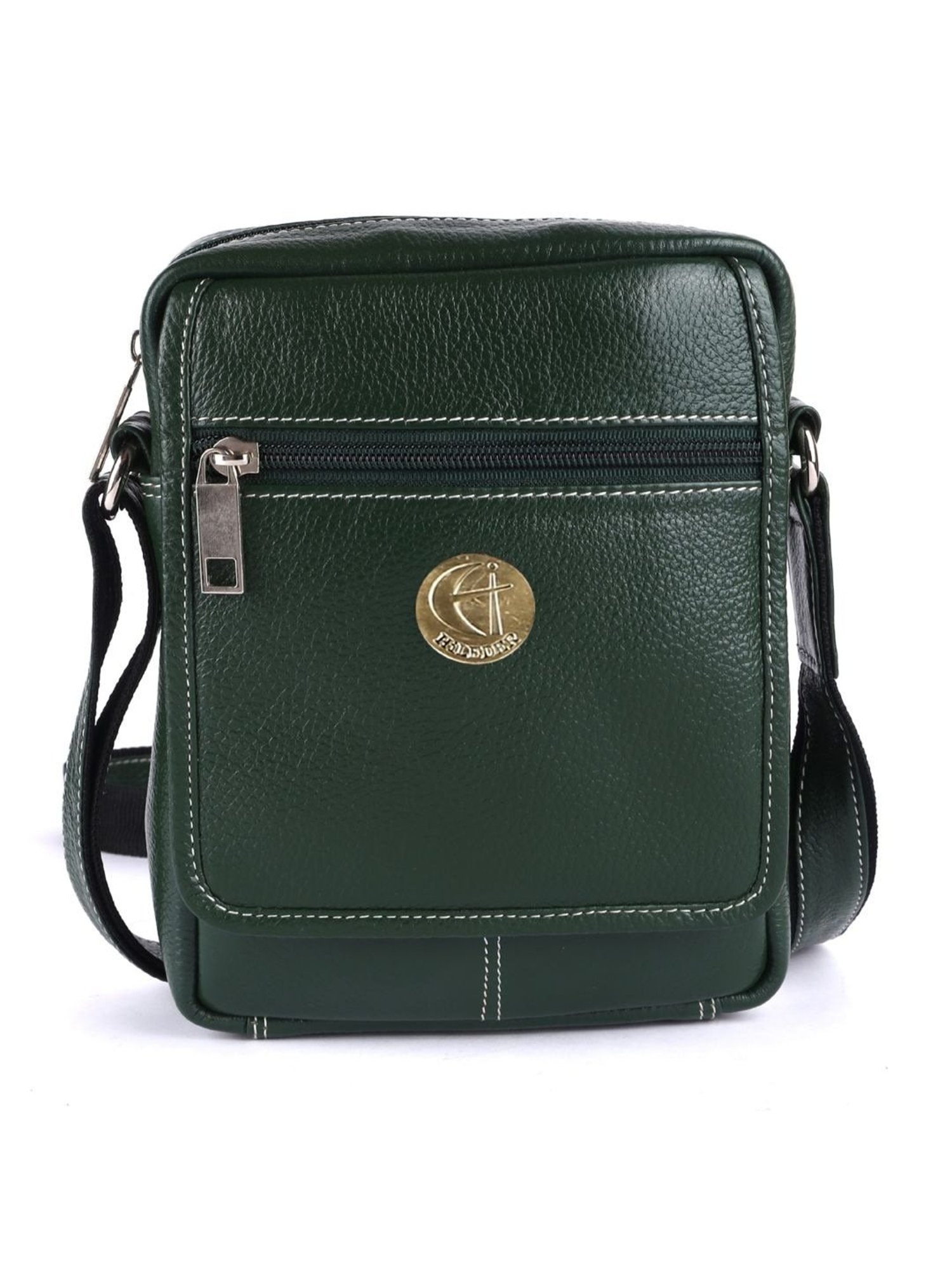 HiLEDER Green Textured Small Leather 5.5 inch Cross Body Bag