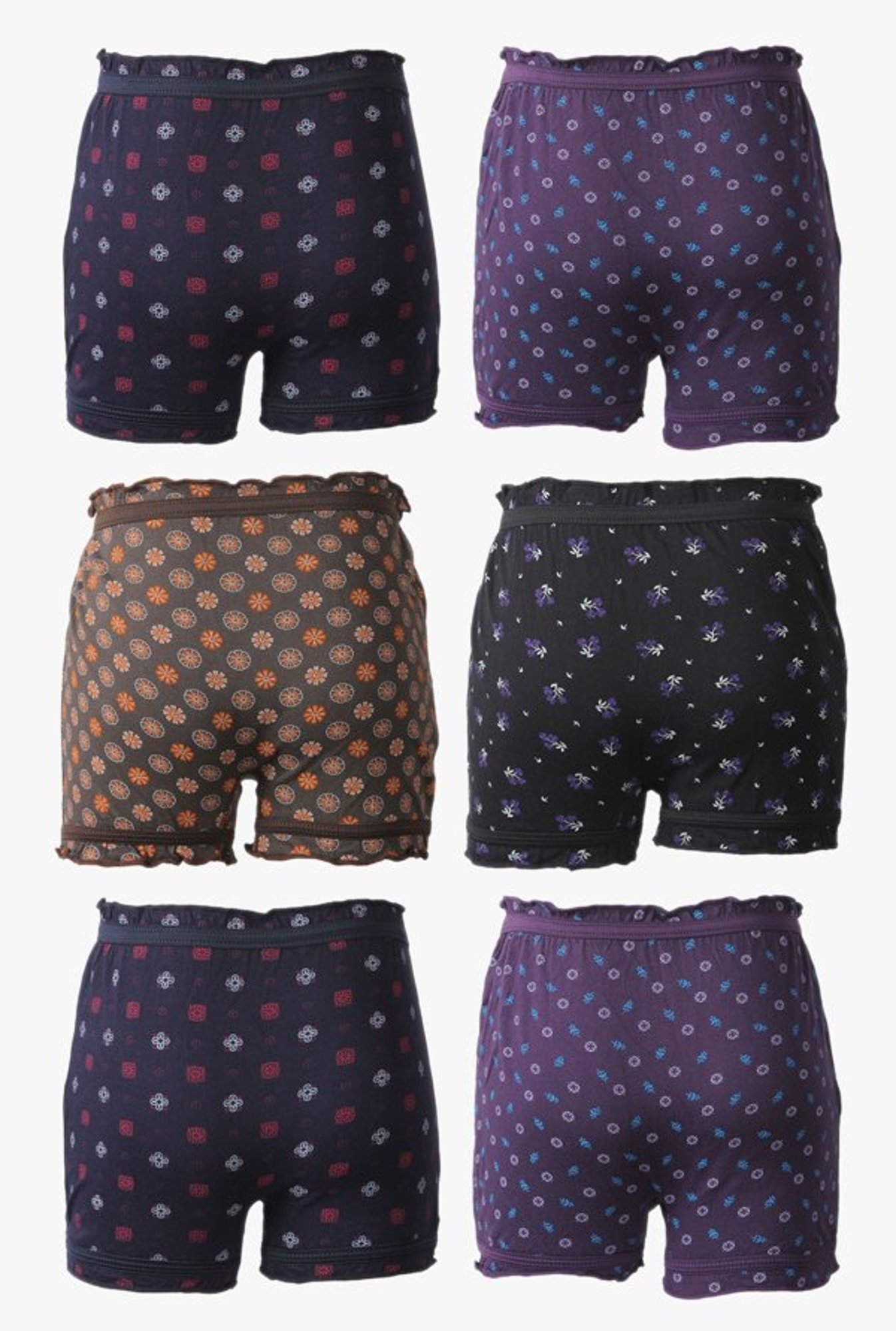 Bodycare Kids Navy, Purple, Brown & Black Bloomers (Pack of 6)