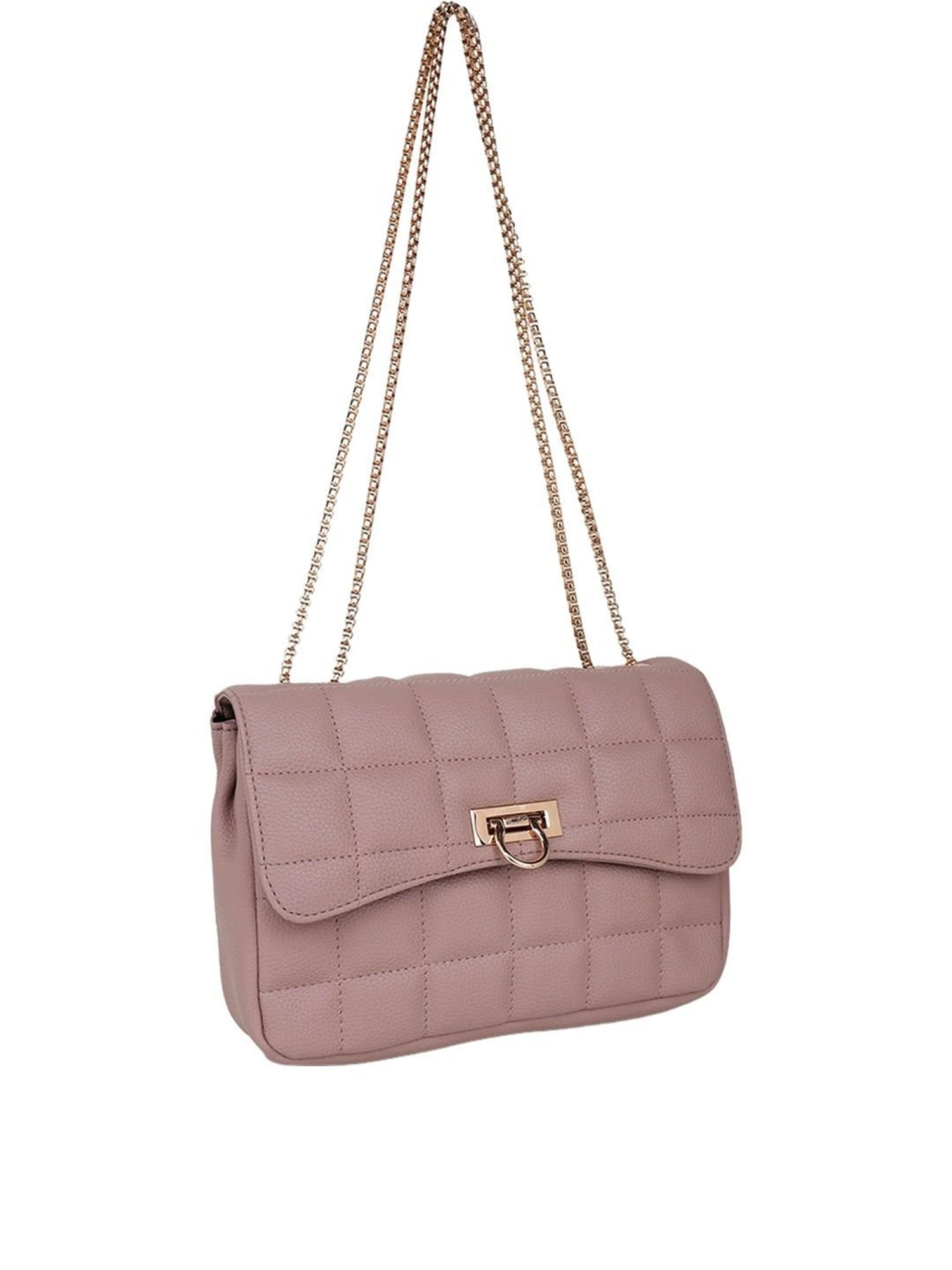 Carlton London Pink Quilted Medium Sling Handbag