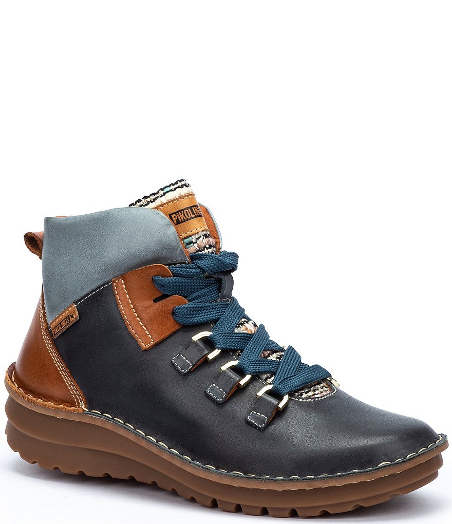 Pikolinos Cazorla W5U Colorblock Leather Lace-Up Booties