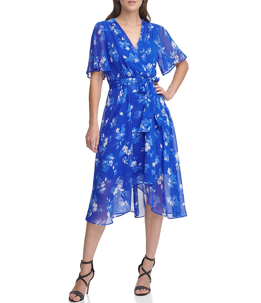 Tommy Hilfiger Paisley Chiffon Smocked Sleeveless Mock-Neck Midi A-Line Dress