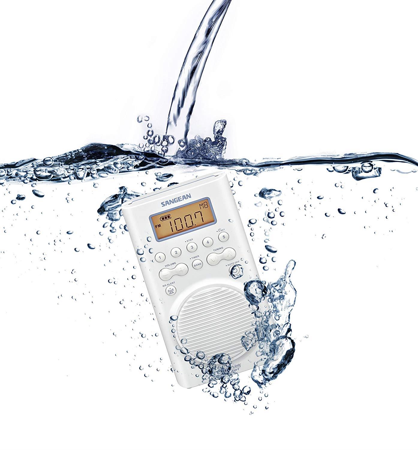 Sangean H205 AM/FM Weather Alert Waterproof Shower Radio
