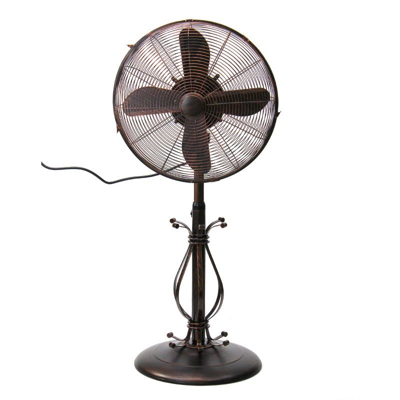 DecoBREEZE DBF1080 Electric Oscillating 3 Speed Air Circulating Adjustable Height Outdoor Pedestal Fan with Quite Motor, Prestigious Brown