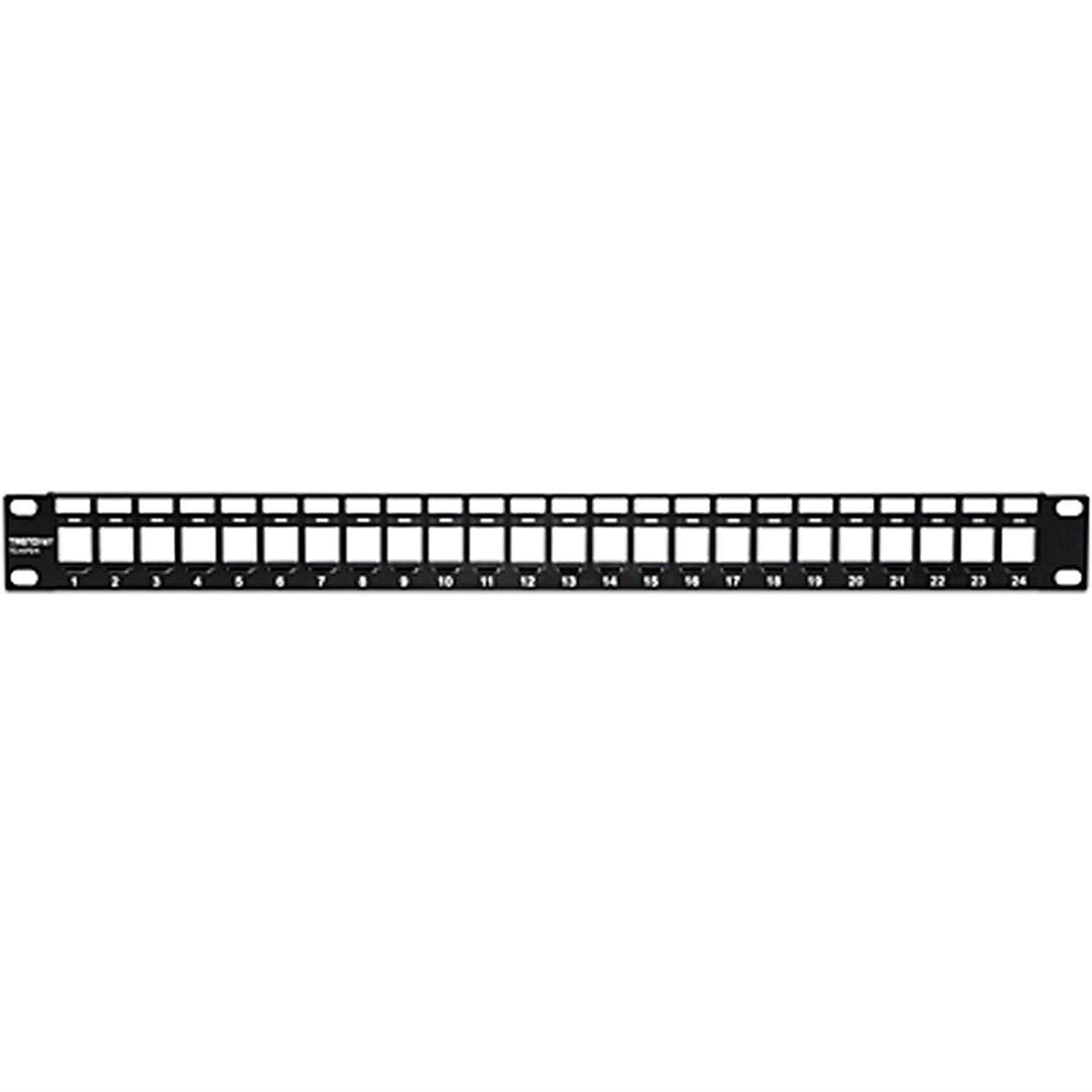TRENDnet 24-Port Blank Keystone 1U Patch Panel, Cat5, Cat5e, Cat6, Cat6A, UTP, 19&rdquo; Rackmount Design, TC-KP24