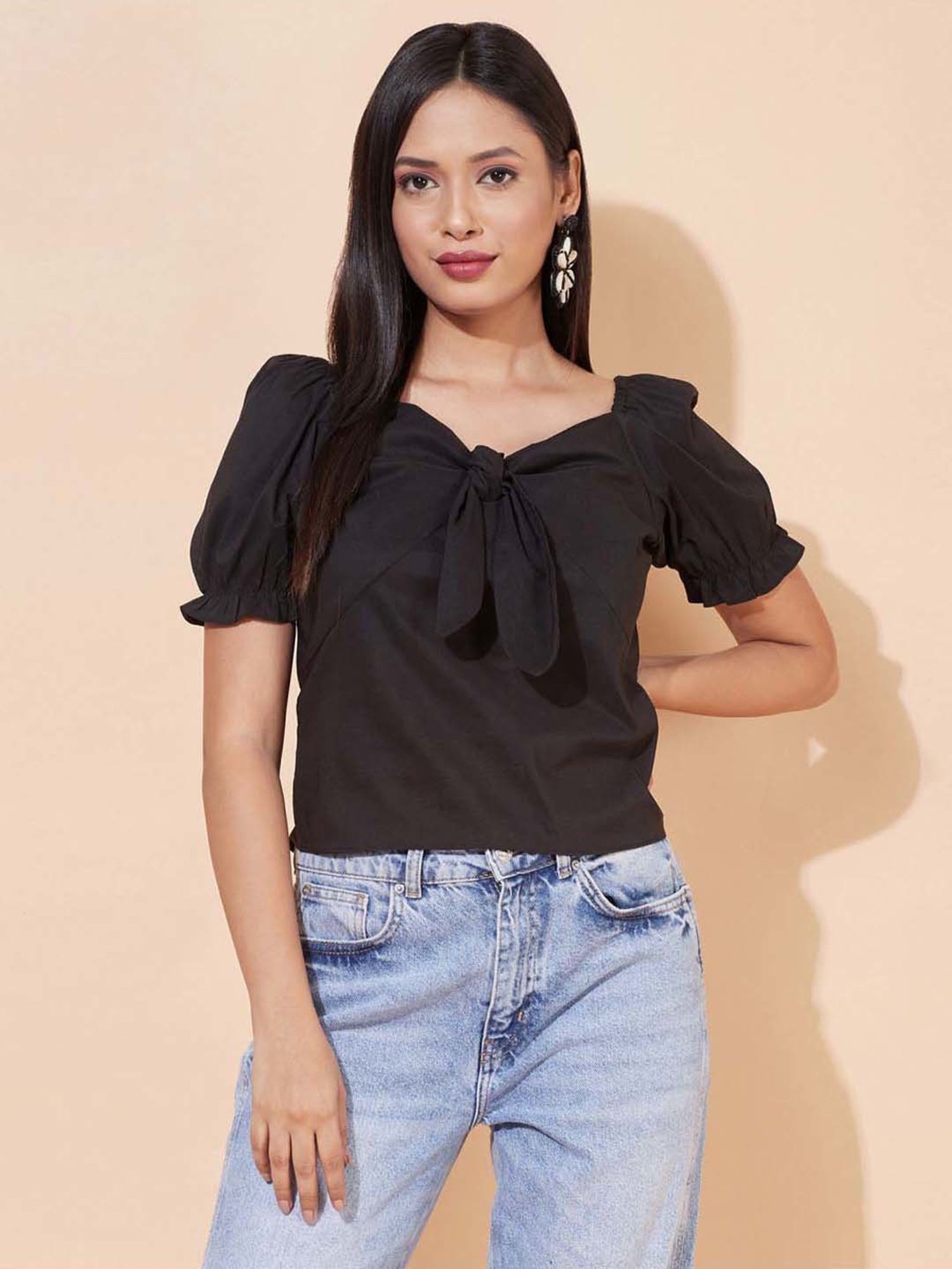 SELVIA Black Regular Fit Top